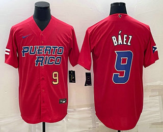 Men's Puerto Rico Baseball #9 Javier Baez Number 2023 Red World Baseball Classic Stitched Jerseys,We sell and wholesale Men's Puerto Rico Baseball #9 Javier Baez Number 2023 Red World Baseball Classic Stitched Jerseys on line form chian!